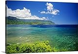 Allan Seidenプレミアムシックラップキャンバス壁アート印刷題名ハワイ、カウアイ島、Hanalei Bay and Bali Hai、暖かい午後 36" x 24" 2105132_24_36