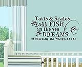 Tails & Scalesすべての魚海で、夢のCatching The Whopper to be ~壁またはウィンドウデカール 20 x 40-Inch ブラック tsa