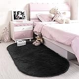 (0.8m x 1.6m, Black) - LOCHAS Ultra Soft Children Rugs Room Mat Modern Shaggy Area Rugs Home Decor 0