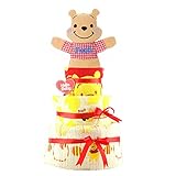 おむつケーキ 3段 プーさん くまのプーさん ディズニー 出産祝い ベビーギフト タオル ソックス パペット ラトル pooh25_26_27