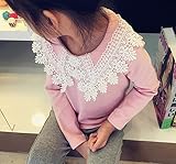 (プチプライム) Petit Prime レース 襟 リブ ロンT コットン 重ね着 ピンク 90