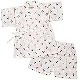 ボーイズ|ベビー|浴衣|甚平[くろわっさんす べべ]ベビー甚平|甚平上下セット|マリン|いかり柄|日本製生地|男の子|男児|ボーイズ 90cm ホワイト