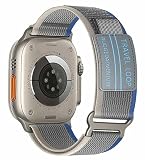 【Iris Apricot】Apple Watch トレイルループ バンド 38mm 40mm 41mm 42mm 44mm 45mm 49mm アップルウォッチ バンド 本革バンド 男女兼用 iWatch 長さ調節 強力な磁石 通気 メッシュ ベルト (38mm 40mm 41mm, ブルー)