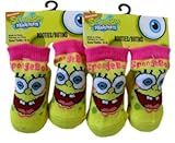 Spongebobブーティ( 2ペア)スポンジ・ベビーガールズソックス – ピンクトリム(サイズ0 – 6 Months )
