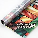 Static Cling Wheat Tile Mosaic Theme Stained Glass Privacy Frosted Decorative Window Film for Bathro