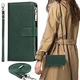 MOTOROLA用 moto g52j 5G / moto g52j 5G II ケース 手帳型 ショルダー クロスボディ g52jII g52j 5G 2 SIMフリー モトローラ g52j g52j2 モト MotoG52j MotoG52jII ケース カバー g52jケース g52j5G2 手帳型 g52j5G 手帳ケース g52j 5G2 スマホケース 携帯カバー 適用 case 【iCoverCase】 ストラップホール付き カード収納 バッグ マグネット 留め具 肩がけ 首掛け 斜め掛け カードケース ファスナー型 ストラップ付き カバー ショルダーケース クロスボディケース カード入れ スマホケース 携帯カバー 深い緑 ダークグリーン