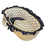 Hoohobbers Chevron Grey & Navy with Lime Moses Basket - Ruffled by Hoohobbers