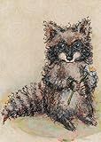 Oopsy Daisy Canvas Wall Art, Raccoon and Daisy, 14' x 18' [並行輸入品]