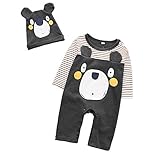 エルフ ベビー(Fairy Baby) ベビー服 カバーオールロンパース 肩開き 長袖 出産祝い (80CM, クマ模様)