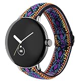 For Google Pixel Watch 用バンド替えベルト ナイロン弾性 伸縮性ゴムバンド 編み込み スポーツバンド交換用ストレッチバンド (パープル)
