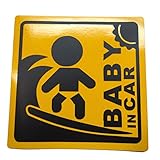 BABY IN CAR 赤ちゃん 乗車中 ( 16cm マグネット ステッカー サーファー )