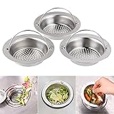 bestomz 3パックSink Strainer、ステンレススチールキッチンシンクストレーナ、Largeワイドリム4.3 "直径、携帯型