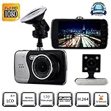 Car DVR, Swizze 4inch Full HD 1080P CCTV Dash Double Camera G-sensor WDR video Recorder ,Super Night