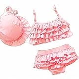 monoii ベビー 水着 女の子 90 80 70 可愛い 赤ちゃん 水着 ビキニ フリル おしゃれ 水着 子供 セパレート 帽子 セット c335