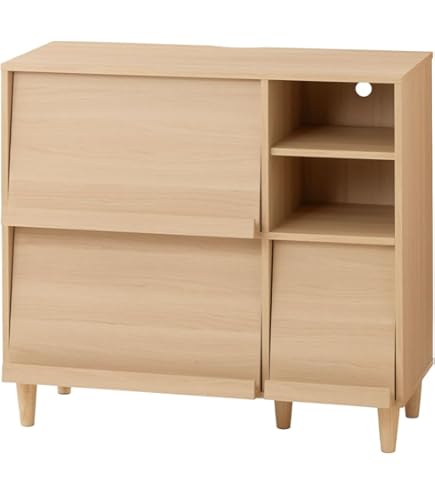 Amazon｜キャビネット 木製 おしゃれ 北欧 幅80 チェスト キャスター