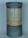 青格子目傘立て #しがらき焼 翔オリジナルの金運豆蛙ストラップ・鈴付1本と陶器製保存容器(お漬物、お味噌等1合用)をもれなくプレゼントさせていただきます