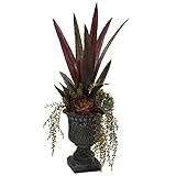 Nearly Natural 4961 27-Inch Mixed Succulent Plant with Urn, Green/Purple [並行輸入品]