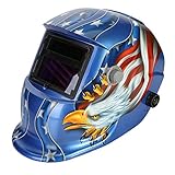 LESOLEIL 電気溶接ヘルメット　太陽エネルギー　自動遮光溶接マスク/溶接面　内部の調整可能　イーグル　青い背景　米国　クール　カッコイイ