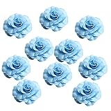Fityle DIY手工芸品　人工シルク　ローズ　ヘッド　花飾り　結婚式フラワー　パーティーアクセサリー　5cm10個入り　全11種選べ - 青, 5cm