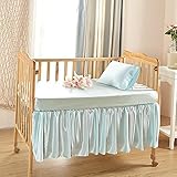 【LilySilk】 ベビー用シルク寝具4点セット【ボックスシーツ(70x120x20cm）+ベッドスカート(70x120x40cm）+枕&枕カバー(30x40cm）】ターコイズ
