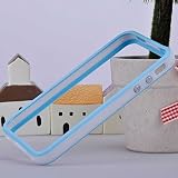 Better Quality Iphone 4 4G 4S White Blue TPU Bumper Frame Rubber Case Cover W_ Metal Buttons for iPh