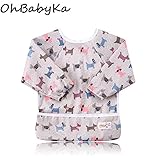 ソフトスタイ お食事エプロン 防水 乳幼児 ベビー 子供 長袖タイプ 粘土遊び お絵かき スタイ よだれかけ ビブ よだれカバー スモック (ZY08)