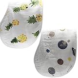 Setaria Viridis モスリンコットン バーピービブ 4重ガーゼ よだれかけ　スタイ 食事　ベビービブ スタイ　赤ちゃん用　柔らかい肌触り　２枚セット(A)