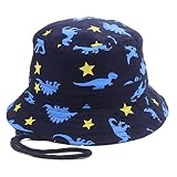 (フレミ) Flammi ベビー用バケツハット (男女共用) 夏の日差し防止に 調節ヒモのストラップ付き (52cm, 恐竜/スター)