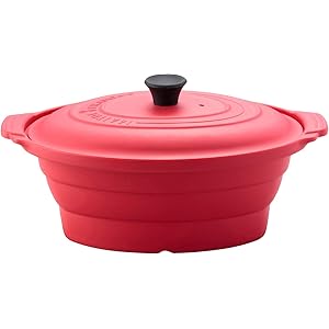 メトレフランセ Maitre Francais シリコン スチーマー 電子 レンジ L レッド オーバル グラン 881-L/RD