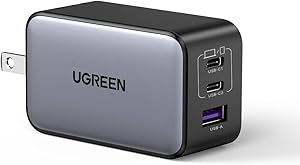 UGREEN Nexode 65W 急速 充電器 Type-C 3ポート【USB-C *2とUSB-A*1】PD3.0 PPS GaNII 折り畳み式 iphone17/16/15/MacBook/iPad/Galaxy 26/Androi
