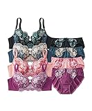 [ニッセン] ブラジャー ショーツ セット 花柄 刺しゅう 4セット組 レディース G75/L グレースカラー