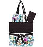 Light Aqua & White Chevron Owl Print 3pc. Diaper Bag (Brown) by Zebragogog [並行輸入品]