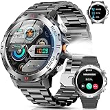 スマートウォッチ【2025新登場 軍用規格 2種バンド付き】懐中電灯 Bluetooth5.3通話 LINE/メッセージ通知 1.46インチ大画面 防塵防水 スポーツウォッチ 長持ちバッテリー DIY文字盤 腕時計 歩数計 遠隔撮影 ストップウォッチ音楽制御 音声アシスタント 音楽制御 天気予報 iPhone/アンドロイド対応 smart watch（ブラック）