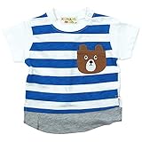 【初夏盛夏対応】 NON SECTION(ノンセクション) 天竺KUMANOMORI前身ボーダー半袖Tシャツ 80cm/ブルー NO.BF-83110