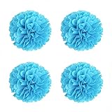 ペーパーポンポン 紙花 ティッシュペーパーポンポンプスフラワーボール誕生日結婚式パーティーベビーシャワーデコレーション,5個 - (20 CM, ブルー)