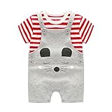 Cutelove 子供服 半袖Tシャツ+サスペンダーパンツ 夏 可愛い柄 男の子 女の子 キッズ 男女兼用 ベビー 可愛い 綿 柔らか 素敵 半袖 上下セット オーバーオール