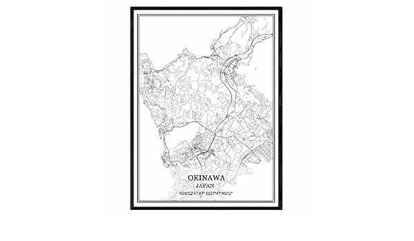 Amazon Co Jp 沖縄日本地図ウォールアートキャンバス印刷ポスター アートワークフレームなし地図お土産贈り物室内装飾 文房具 オフィス用品