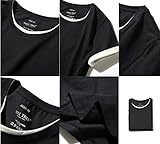 レディース オーガニックコットン Tシャツ 半袖 トップス クルーネック おしゃれ 無地 有機 綿 夏 (Ｓ, 黒)