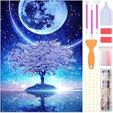 SUPECENT ダイヤモンドアート キット ダイアモンドビーズ絵画キット DIY・手作り絵画手芸キット 5D モザイクアート ダイヤモンド塗装 全面貼り付けタイプ 30x40cm 夜の木