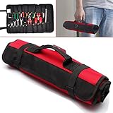 SODIAL ハードウェアツールロールプライヤースクリュードライバスパナキャリーバッグ22ポケット