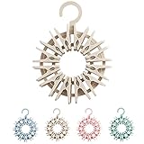 RuiLingポータブル服ピンホルダー、服クリップストレージオーガナイザー、24クリップ& 1ストレージクリップハンガー吊り下げクリップホームワードローブ旅行の。 ベージュ HB-8156E