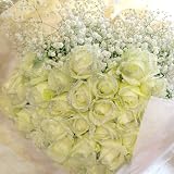 キラキララメ付き白いバラ30本の花束（キラキラ白いかすみ草付）お誕生日、お祝い、30年目の真珠婚式に。ホワイトローズ