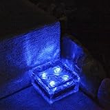 Lightess LED ソーラーライト 太陽光パネル 感光式 ガーデンライト 自動充電 自動点灯 防水 ソーラー式　埋め込み可 キューブ型 (ブルー)