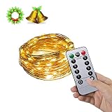 LEDイルミネーションライトUmiwe ストリングライト銅線ワイヤー 10M 100LEDライト 8点灯モード リモコン付き 防水フェアリーライトクリスマス 飾りライト単三電池式 コンセント不要 ウェ