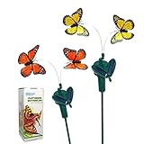 HQRP 2本セットガーデンソーラーバタフライ- ダブルイエローとダブルオレンジモナーク- 屋外装飾、庭飾り、パワード太陽 + HQRP UVメーター