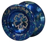 Yoyo King Blue Dr. Smalls 3/4 Sized Metal Yoyo with Narrow Responsive and Wide Nonresponsive C Beari