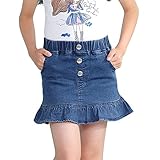 Domybest 子供服　女の子　デニムスカート キッズ　フリル スカート　ショートスカート　女の子　ガールズ 女児 衣装　カジュアル　春　夏　遊び着 通学 通園 お出かけ 普段着 (110（3-4歳