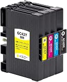 【SEASKY】 GC42 4色セット 顔料 Mサイズ リコー RICOH プリンター用 GC42 互換 インクカートリッジ 互換インク ICチップ付 残量表示機能付 プリンターインク ISO9001認証工場 SG 5200 / SG 5200 FT(フロント手差しモデル) (GC42K GC42C GC42M GC42Y ブラック シアン マゼンタ イエロー GC42H)