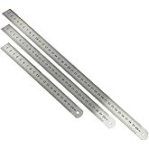 Toddmomy 3pcs Machinist Ruler Stainless Steel Ruler Metal Ruler with Inches and Centimeters for Drafting Measuring Drawing 20