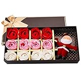 A-SZCXTOP ソープフラワー メリークリスマス 造花 フラワーソープ 12個セット 石鹸 バラ ギフトボックスを付き サンタクロース人形 ぬいぐるみ ローズ プレゼント